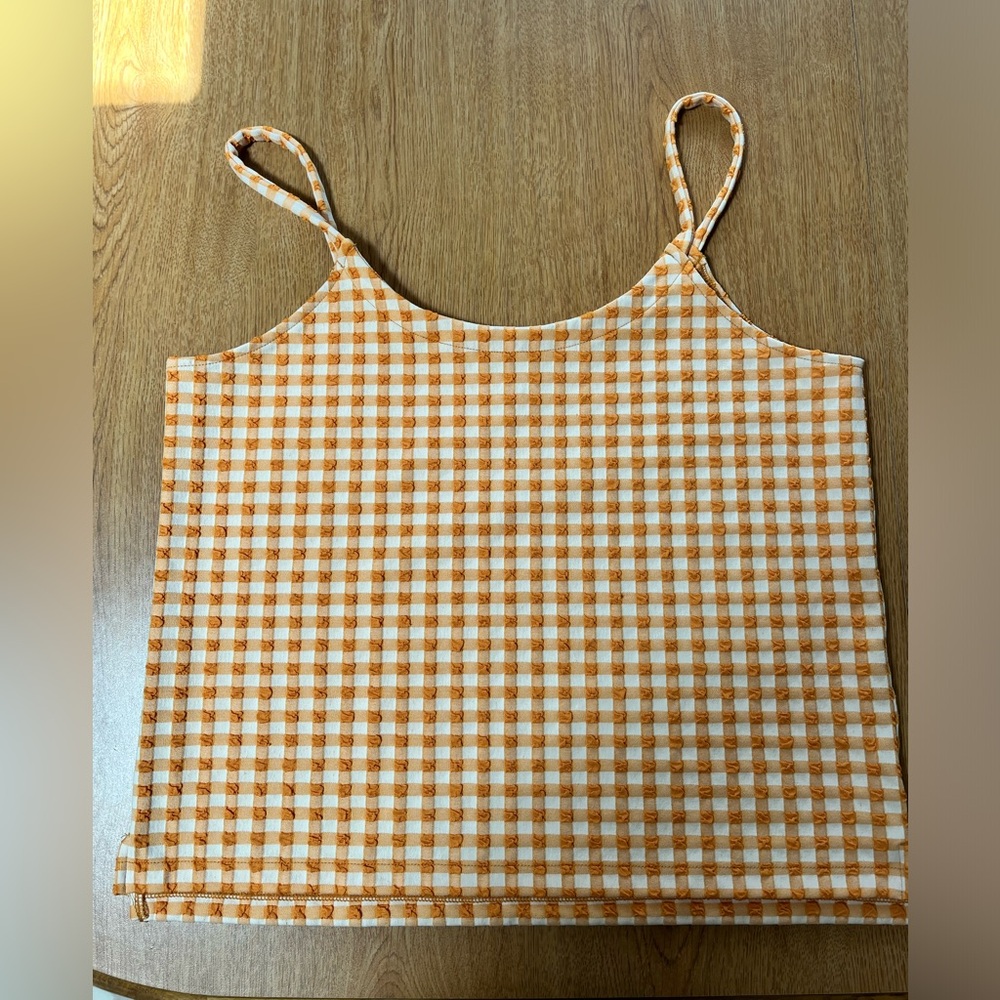Madewell Orange Gingham Tank Top